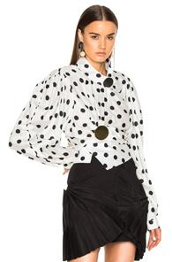 Jacquemus Gold Button Detail Shirt In Geometric Print,white