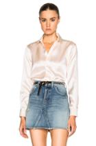 Saint Laurent Satin Blouse In Neutrals