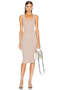 Enza Costa Rib Scoop Tank Midi Dress In Neutral