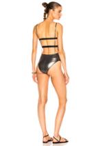 Fleur Du Mal Straight Neck Swimsuit In Gray,metallics