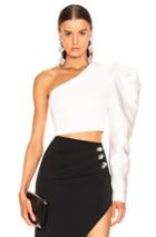 David Koma Gigot Sleeve Crop Top In White