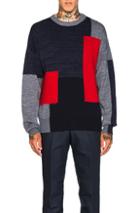 Oamc Mohair Panel Crewneck Sweater In Blue