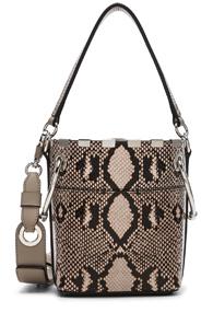 Chloe Mini Roy Python Print Leather Bucket Bag In Gray,animal Print