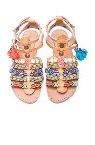 Elina Linardaki Leather Saltwater Sandals In Neutrals,neon