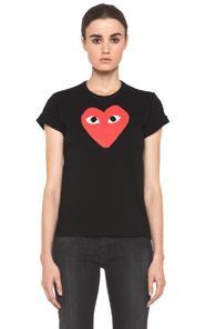 Comme Des Garcons Play Cotton Tee With Red Emblem In Black