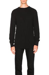 Alexander Wang Waffle Long Sleeve Tee In Black