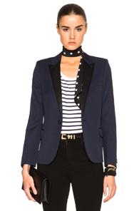 Saint Laurent Single Button Tuxedo Jacket In Blue