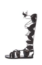 Ancient Greek Sandals Filareskia High Leather Sandals In Black