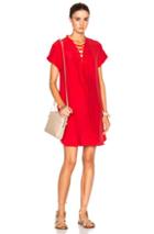 Frame Denim Lace Up Dress In Red