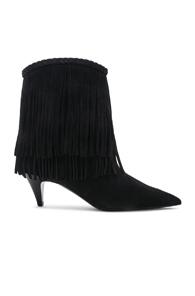 Saint Laurent Charlotte Fringe Booties In Black