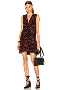 Proenza Schouler Printed Georgette V Neck Dress In Black,red,abstract