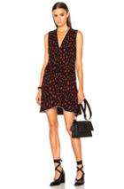 Proenza Schouler Printed Georgette V Neck Dress In Black,red,abstract
