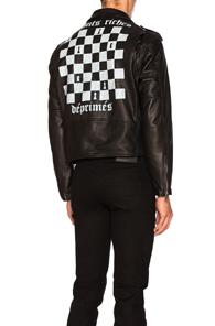 Enfants Riches Deprimes Checker Board Print Leather Jacket In Black