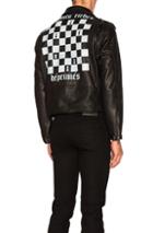 Enfants Riches Deprimes Checker Board Print Leather Jacket In Black