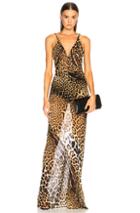 Saint Laurent Georgette Leopard Print Gown In Animal Print,brown,neutrals
