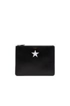 Givenchy White Star On Leather Pouch In Black