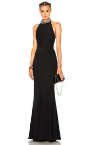 Alexander Mcqueen Halter Gown In Black