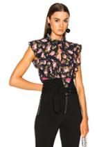 Francesco Scognamiglio Printed Sleeveless Blouse In Black,floral