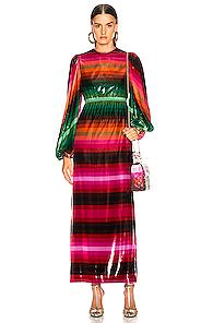 Valentino Stripe Dress In Green,red,stripes