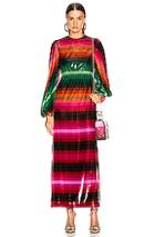 Valentino Stripe Dress In Green,red,stripes