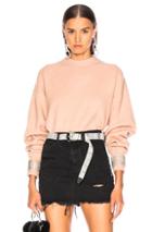 Alexander Wang Crystal Cuff Crew Neck Sweater In Pink