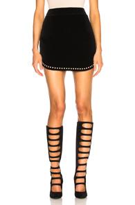 Saint Laurent Studded Velvet Mini Skirt In Black