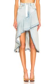 Off-white Ruffle Skirt In Denim Light
