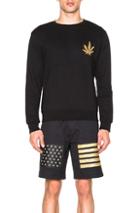 Palm Angels Leaf Embroidered Crewneck Sweatshirt In Black