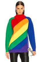 Burberry Rainbow Turtleneck Sweater In Stripes,green,blue