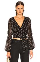 Nicholas Polka Dot Pintuck Wrap Top In Black,pink,polka Dots