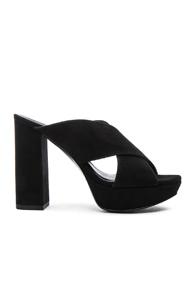 Elysewalker Los Angeles Marilyn Suede Mule Heels In Black