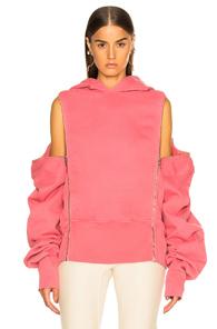 Tre Longline Zip Off Sleeve Hoodie In Pink