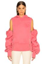 Tre Longline Zip Off Sleeve Hoodie In Pink