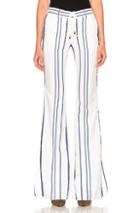 Roberto Cavalli Lace Up Pants In Blue,stripes,white