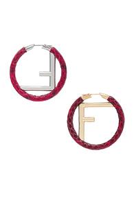 Fendi Ff Snakeskin Hoop Earrings In Red,animal Print