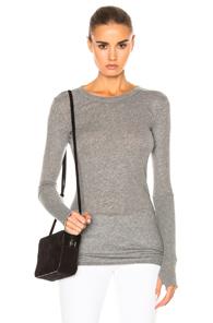 Enza Costa Cashmere Cuffed Crew Tee In Gray