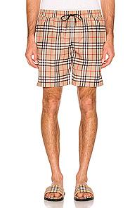 Burberry Swim Short In Neutrals,plaid