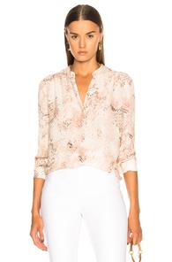 L'agence Bardot Band Collar Blouse In Animal Print,pink