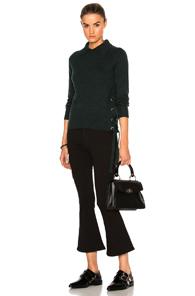 Frame Denim Side Tie Cropped Sweater In Green