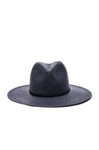 Janessa Leone Morgan Short Brimmed Panama Hat In Blue