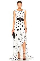 Oscar De La Renta Polka Dot Dress In White,geometric Print