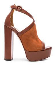 Aquazzura Suede Issa Heels In Brown