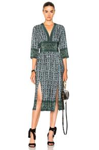 Sea 3/4 Sleeve Slit Midi Dress In Floral,green