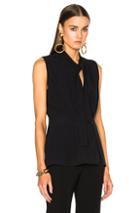 Proenza Schouler Satin Back Crepe Wrap Top In Black