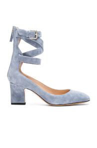 Valentino Suede Ankle Strap Heels In Blue