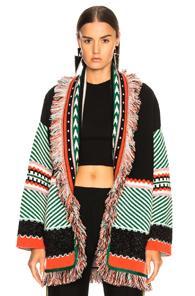 Alanui Thunder Bolt Oversized Lurex Jacquard Cardigan In Black,green,stripes