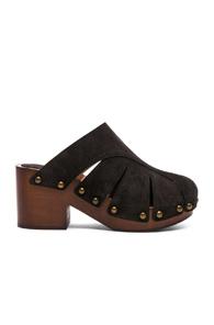 Chloe Suede Quinty Clogs In Black