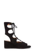 Chloe Short Suede Gladiator Wedges In Black