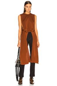 Chloe Sleeveless Draped Tunic In Brown