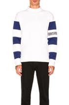 Calvin Klein 205w39nyc Striped Sleeve Mock Tee In Blue,stripes,white
